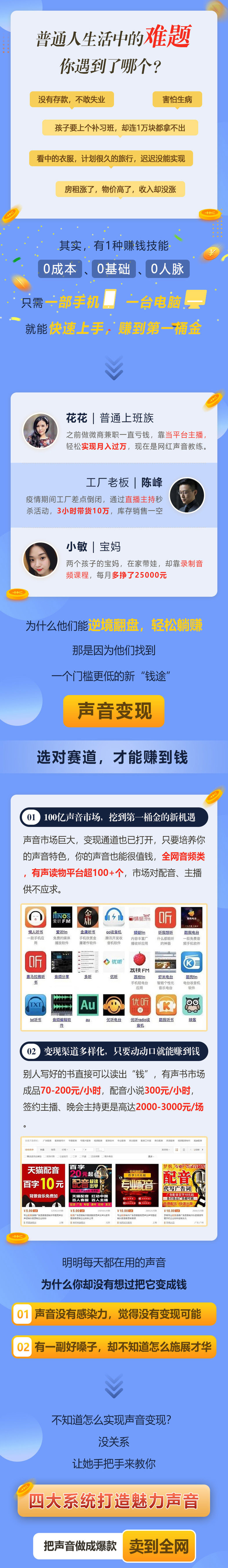 好声音副业赚钱，让90%的人都能华丽转“声”300元/小时（20节视频课程）