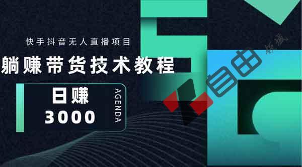 快手抖音无X直播项目躺赚带货技术教程,日赚300-3000元