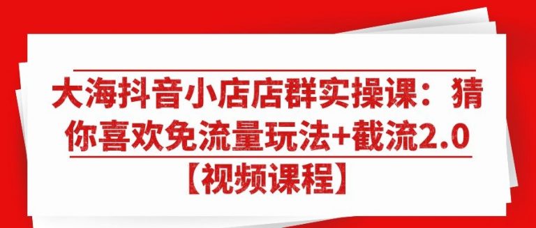 大海抖音小店店群实操课：猜你喜欢免流量玩法+截流2.0-千羽学社