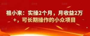 祖小来:实操2个月,月收益2万+,可长期操作的小众项目-千羽学社