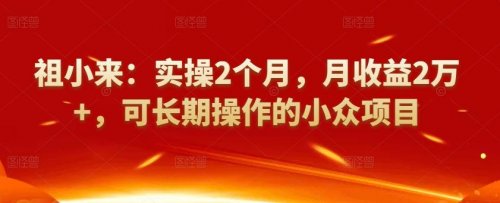 祖小来：实操2个月，月收益2万+，可长期操作的小众项目-千羽学社