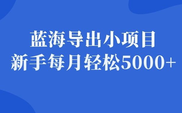 蓝海资源导出小项目，新手小白也能每月轻松5000+-千羽学社