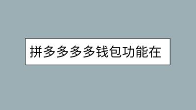 拼多多多多钱包功能在哪里找？怎样使用它进行支付？-千羽学社