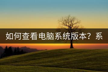 如何查看电脑系统版本？系统信息解析！-千羽学社