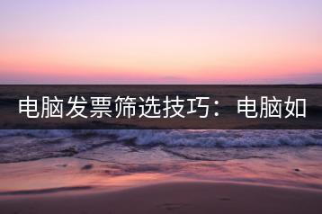 电脑发票筛选技巧：电脑如何智能筛选发票？-千羽学社