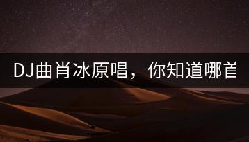 DJ曲肖冰原唱，你知道哪首？-千羽学社