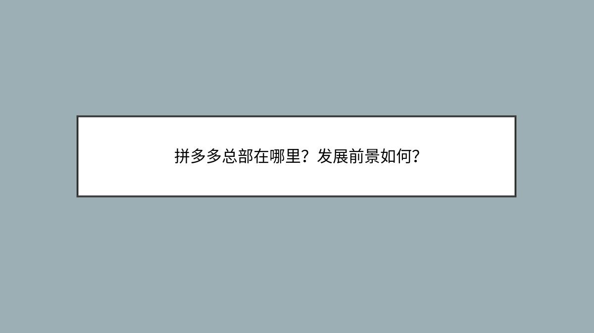 拼多多总部在哪里？发展前景如何？