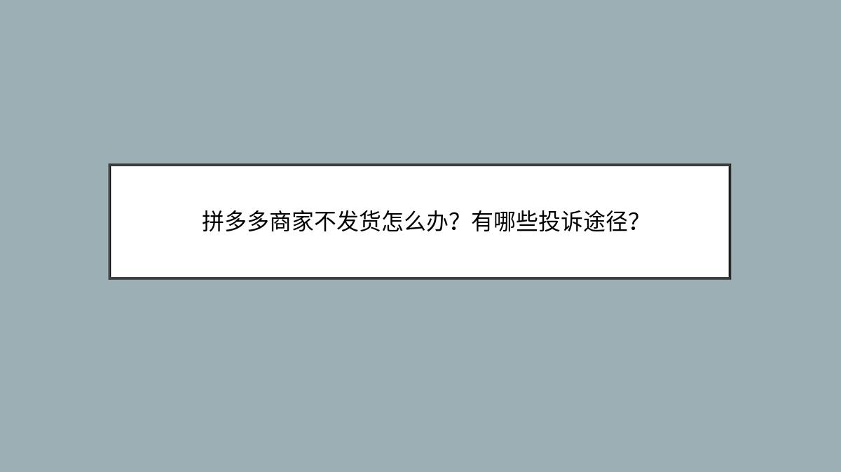 拼多多商家不发货怎么办？有哪些投诉途径？