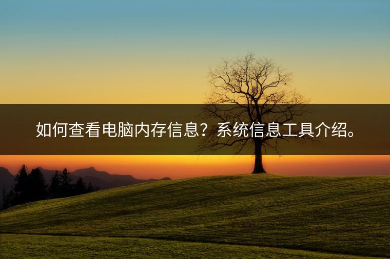 如何查看电脑内存信息？系统信息工具介绍。