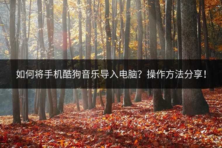 如何将手机酷狗音乐导入电脑？操作方法分享！