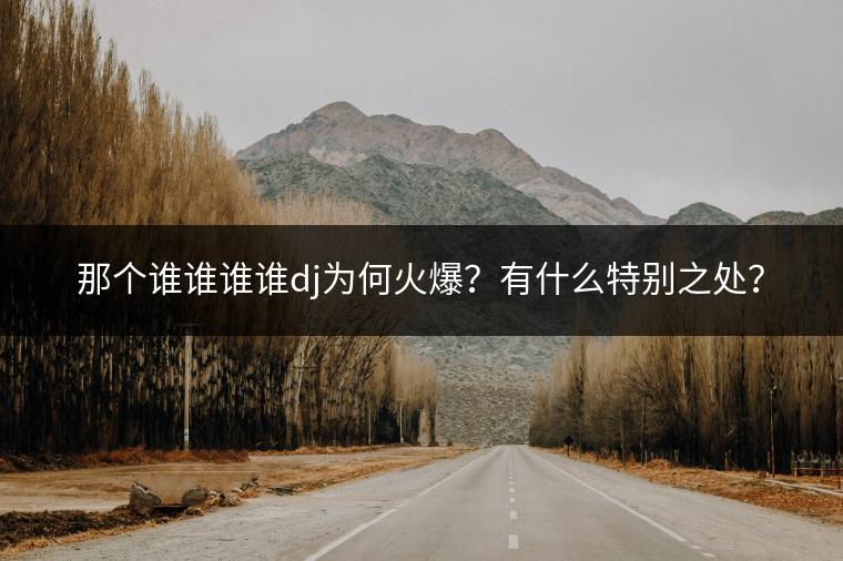 那个谁谁谁谁dj为何火爆？有什么特别之处？