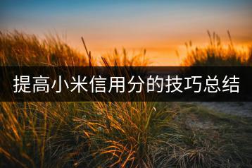 提高小米信用分的技巧总结。-千羽学社