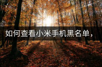 如何查看小米手机黑名单，管理联系人？-千羽学社