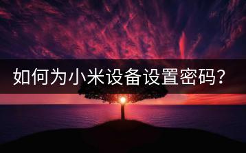 如何为小米设备设置密码？小米上锁操作指南。-千羽学社