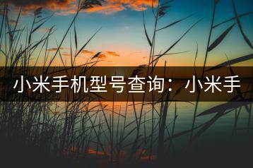 小米手机型号查询：小米手机如何看型号？-千羽学社
