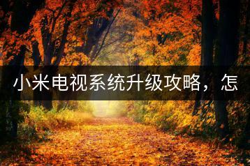小米电视系统升级攻略，怎样升级最新版本？-千羽学社