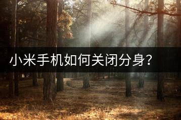 小米手机如何关闭分身？关闭分身应用教程-千羽学社