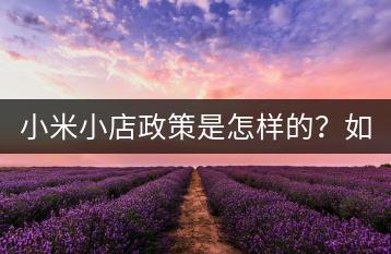 小米小店政策是怎样的？如何了解最新动态？-千羽学社