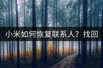 小米如何恢复联系人？找回丢失的联系人信息！-千羽学社