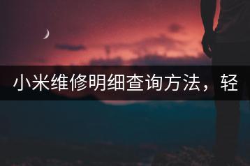 小米维修明细查询方法，轻松查看维修记录。-千羽学社