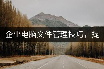 企业电脑文件管理技巧，提升工作效率！-千羽学社