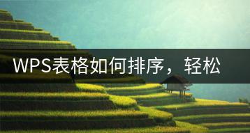 WPS表格如何排序，轻松管理数据-千羽学社