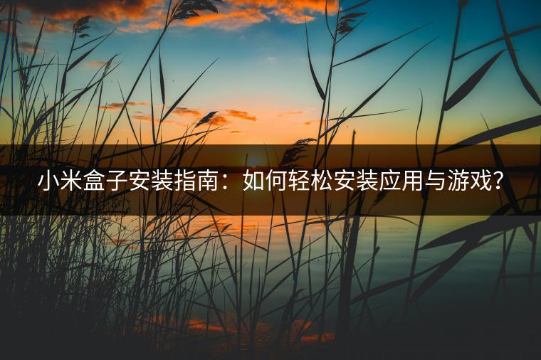 小米盒子安装指南：如何轻松安装应用与游戏？