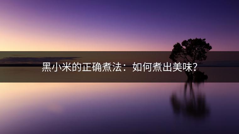 黑小米的正确煮法：如何煮出美味？