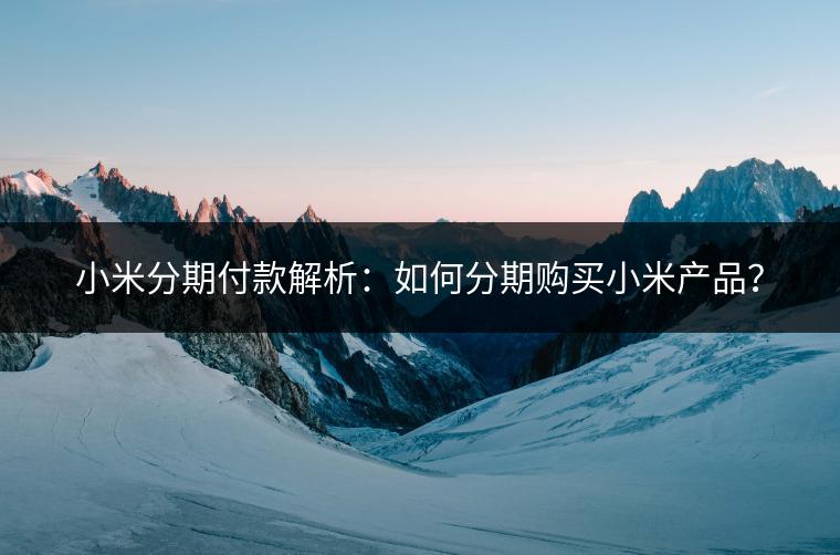 小米分期付款解析：如何分期购买小米产品？