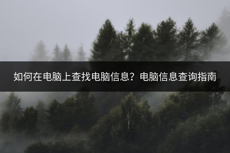 如何在电脑上查找电脑信息？电脑信息查询指南